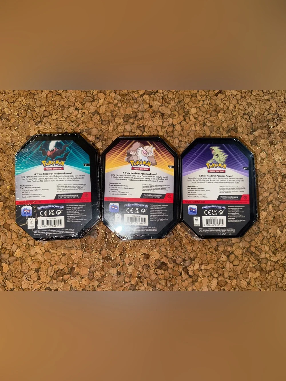 Pokemon TCG  Triple Whammy Collector Tins (x3) - Darkrai - Slaking - Tyranitar